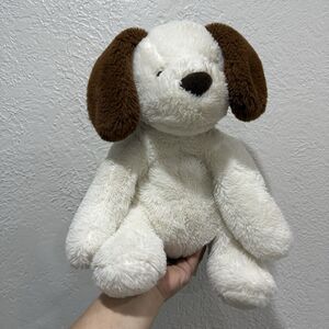 Animal Adventure Cream White PUPPY DOG 13" Plush Brown Ears Tail 2019 Stuffed